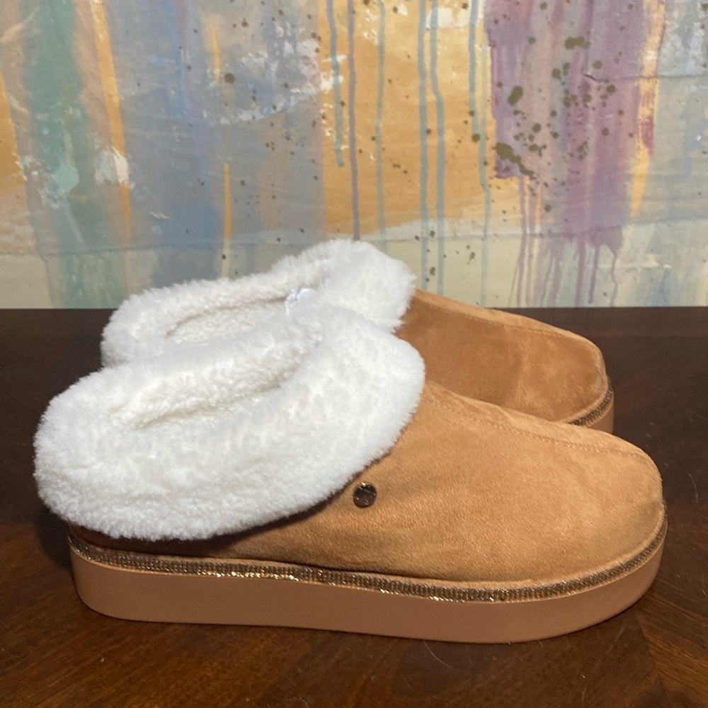 Joy Mangano Joy Glamorous Cozy Slippers  w/ Orthotic Insole women’s 9